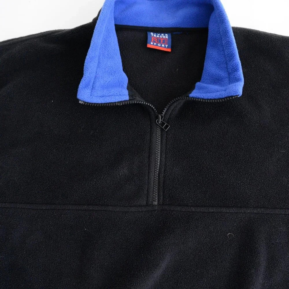 Vintage 90S River  Trader Sport Black And Blue Half Zip Pullover Fleece Sweater - Picture 5 of 9